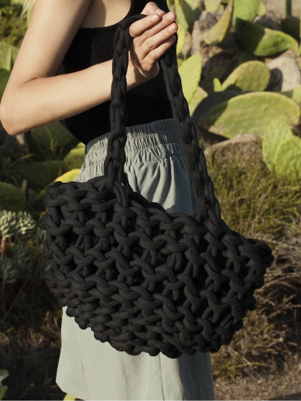 Black Macrame Made in Italy Bag